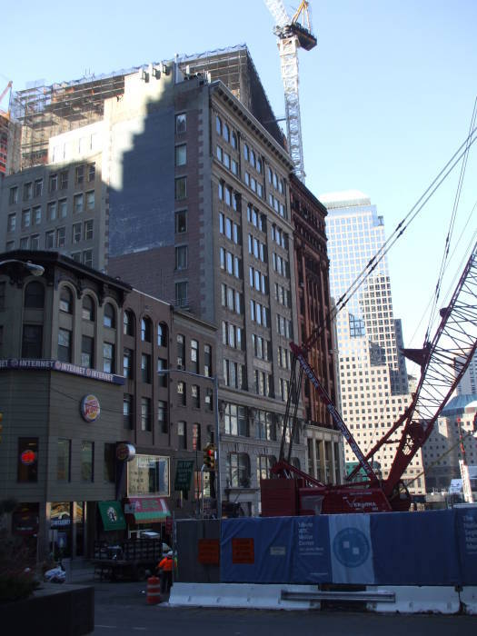 South side of World Trade Center site near Edgar Allan Poe's home at Cedar and Greenwich Streets.