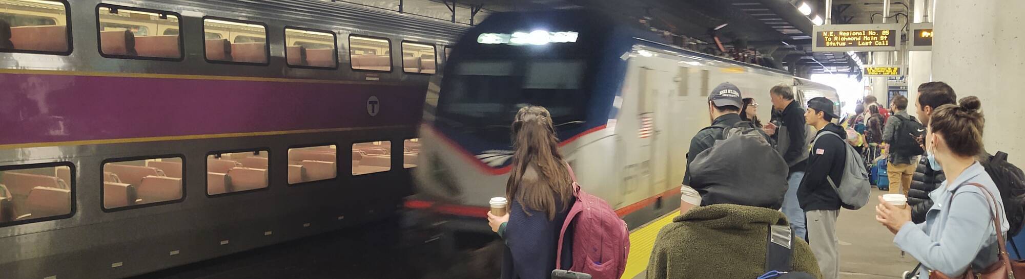 Amtrak Northeast Regional train enters the Providence station.