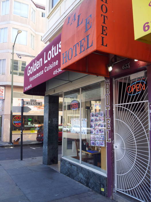 Golden Lotus restaurant and the small Yale Hotel in Little Saigon in the Tenderloin district of San Francisco.