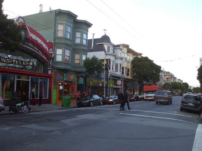 Restaurants, bars, and music stores.  Haight Street, between its west end at Golden Gate Park and Mission Street.