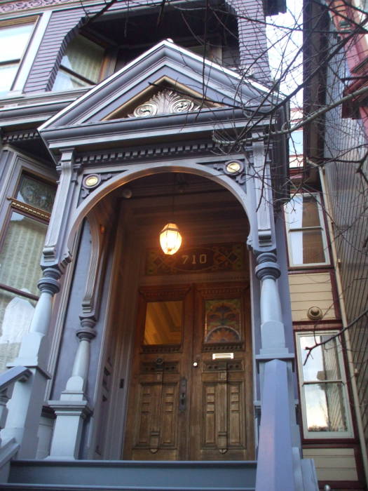 House occupied by the Grateful Dead, at #710 Ashbury, just above Haight.