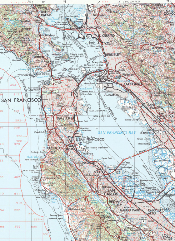 1:1,000,000 map of the Bay Area from 1959.