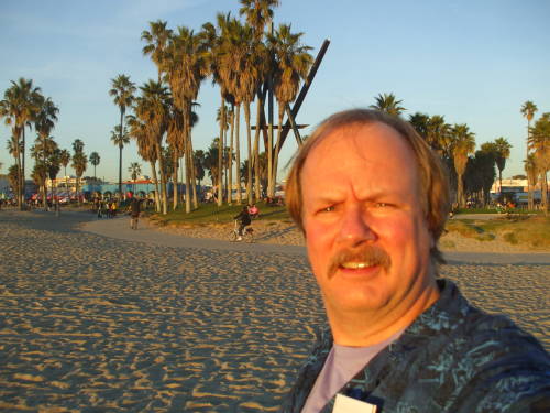 Self-portrait on Venice Beach at sunset.
