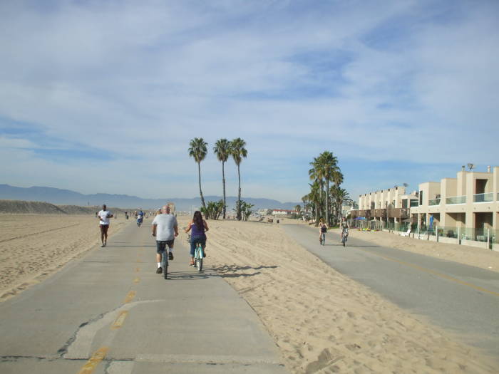 Bicycles on the bike path through Playa del Ray.