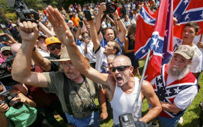 Neo-Confederate Donald Trump supporters making Nazi salutes.