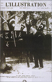Atatürk introducing the new Turkish alphabet.