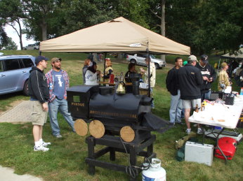 West Slayter Hill Tailgate Association Broilermaker Special Grill and Shot Table.