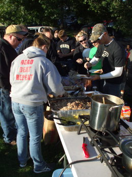 Pig roast at the Purdue football game tailgate.