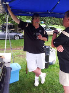 Jim Stansell in the tent: Purdue West Slayter Hill Tailgate Association, 10 September 2016.