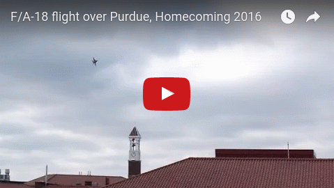 Two F/A-18 fly over the Purdue Homecoming football game, October 2016